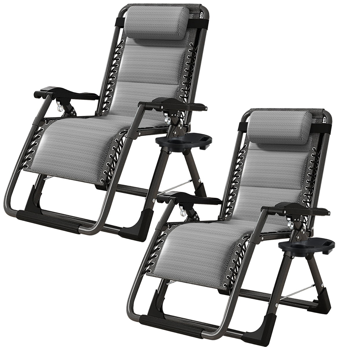 Slsy 2 Pack Zero Gravity Chair, Padded Adjustable Reclining Lounge Chair with Removable Headrest
