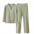 thumbnail image 3 of Umfun Girls V-Neck Button Up Cardigan and Straight Leg Pants Set - Soft Long Sleeve 2-Piece Loungewear Outfit Cozy Autumn Winter Sleepwear and Casual Daily Wear, 3 of 9