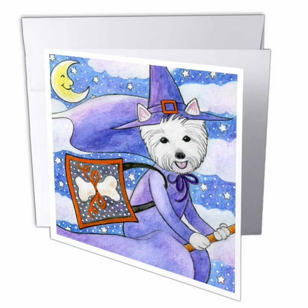 3dRose West Highland Terrier Westie Westie in costume witch Halloween Halloween Westie dog, Greeting Cards, 6 x 6 inches, set of