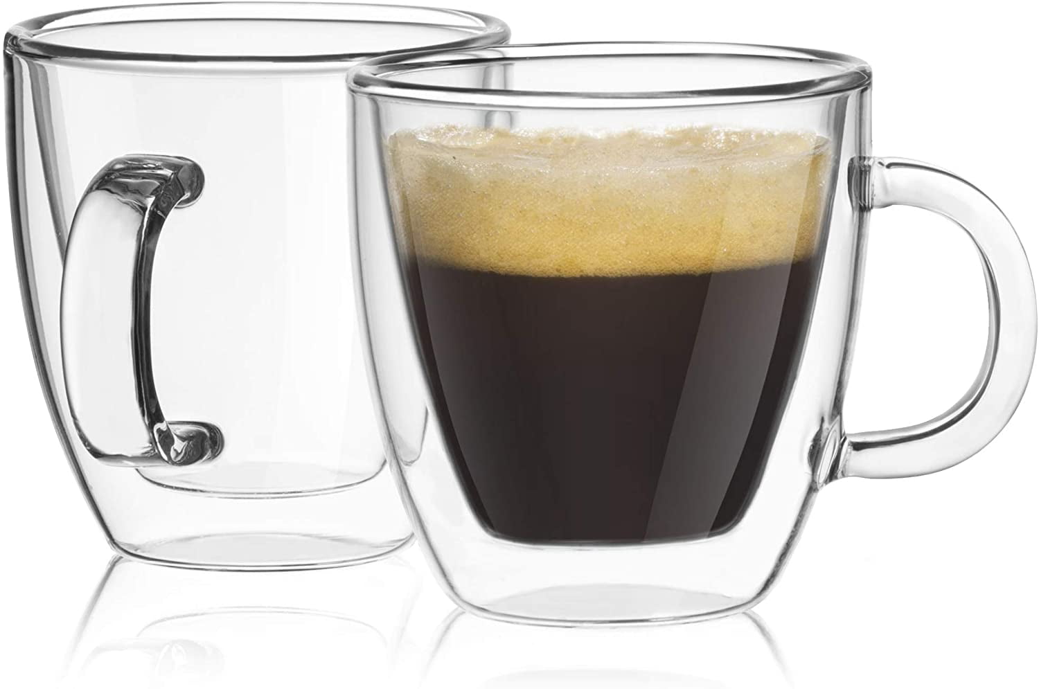 Pack of 2 Free Glass Spoons Double Walled Insulated Espresso Cups Set of 2-2.7 oz Espresso Coffee Mugs Demitasse Coffee Cups for Espresso Machine and Coffee Maker 