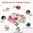 thumbnail image 6 of Spring Butterflies Throw Blanket, Flannel Fleece Blanket with Striped Design for Couch, Summer Countryside Leaf Flowers Soft Breathable All Season Plush Blankets for Sofa Office Travel 40"x50", 6 of 9