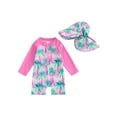thumbnail image 1 of SUNSIOM Infant Girls Swimsuit One-Piece Long Sleeve Rash Guard Zip Up Bathing Suits with Hat Beach Wear, 1 of 9