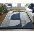 thumbnail image 4 of 5' X 8' Blue And Silver Wool Geometric Tufted Handmade Area Rug, 4 of 10