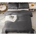 thumbnail image 6 of DNG Creations 5 Piece Vintage Ruffle Pattern Comforter Set Premium Ultra Soft 550 GSM All Season ( King/Cal King Size ) 100% Egyptian Cotton Solid Dark Grey Colour, 6 of 8