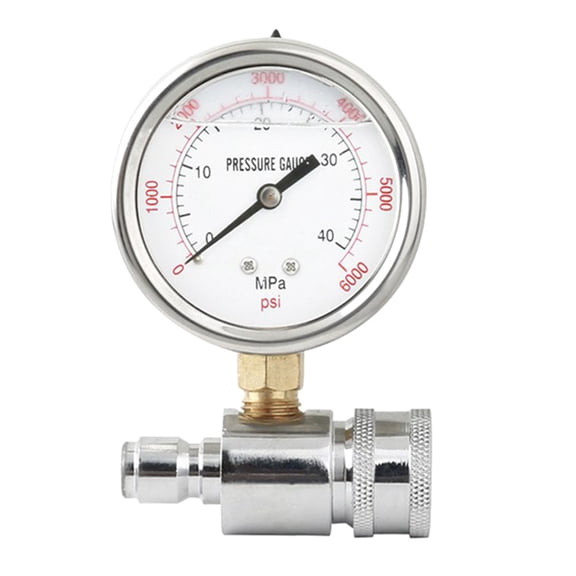 Upgraded Pressure Gauge Kit for Pressure Washer 3/8 Inches Quick Connect Power Washer Gauge Range 0-6000 PSI/0-40MPa