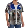 thumbnail image 4 of Fotbe Astronaut in Outer Space print Short Sleeve Button Down Shirts for Men Casual Summer Beach Wrinkle Free Shirt-3X-Large, 4 of 7
