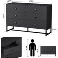 thumbnail image 2 of Black Dresser for Bedroom with 6 Drawers, Wood Dresser with Metal Handles, Wide Chest of Drawers, 6 Drawer Dresser for Living Room, Entryway, Hallway, 2 of 16