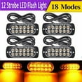 thumbnail image 4 of 4PCS 12 Strobe LED Amber Hazard Beacon Emergency Flashing Side Marker Light Bars Warning Signal Towing Truck Flashing Lamp, 4 of 7