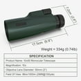 thumbnail image 3 of Monocular Telescope 10x50 Portable Monoculars For Adults, Full Multi-layer Coated Optical Glass Lens, Combined With Smartphones For Long-distance Photography For Bird Watching Outdoor Travel (Green), 3 of 9