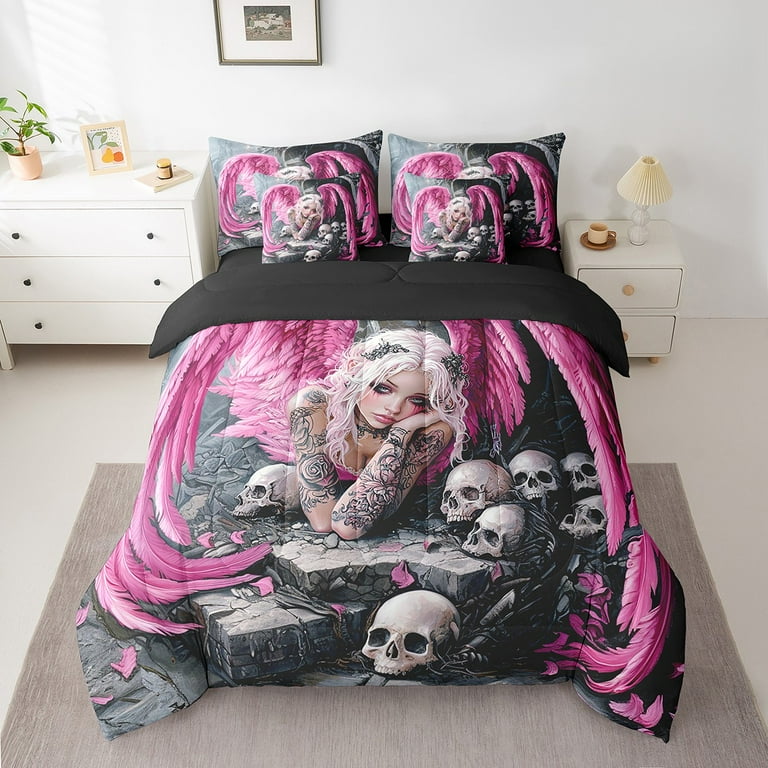 Feelyou Gothic Angel Twin Bedding Sets 7pcs, Japanese Anime Girl