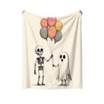 thumbnail image 2 of Halloween Skeleton and Ghost Flannel Throw Blanket, Balloon Print Decorative Cover for Couch, Sofa and Bedroom, 2 of 3