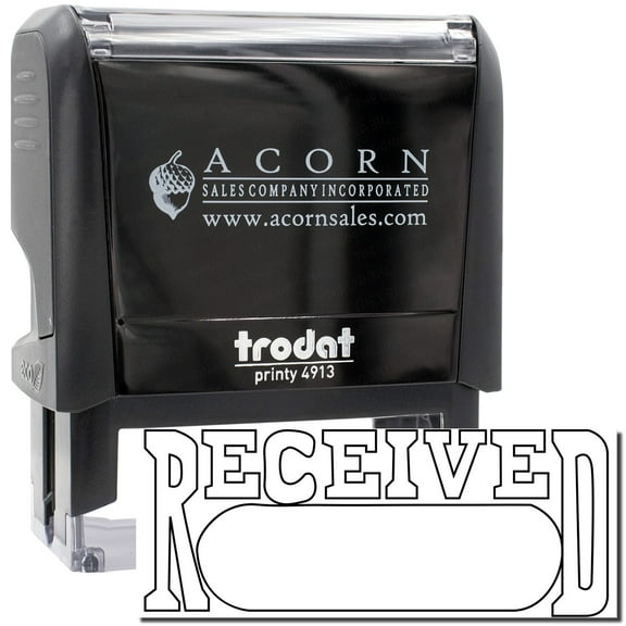 Large Self-Inking Received with Date Box Stamp, Trodat Printy 4913, Press and Print Stamping, Impression Size 7/8" x 2-1/4", Up to 10,000 Impressions - Black Ink