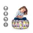 thumbnail image 2 of Geometric Storage Toy Bag Chair, Abstract Pastel Memphis Art Style Triangles Fractal Creative Rhombus Modern, Stuffed Animal Organizer Washable Bag, Large Size, Pink Purple Grey, by Ambesonne, 2 of 3
