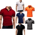 thumbnail image 3 of Sunloudy Camisa informal de negocios para hombre, blusas de oficina de manga corta con botones de cuello vuelto de patchwork de color para hombres Sunloudy  moda, 3 of 3