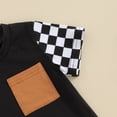 thumbnail image 6 of Bagilaanoe 2pcs Toddler Baby Boyl Shorts Set Short Sleeve Checkerboard T Shirt Tops + Patchwork Shorts 6M 12M 18M 24M 3T Kids Casual Summer Clothes, 6 of 8