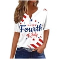 thumbnail image 2 of Vetsdori Summer Shirts for Women American Flag 3/4 Sleeve Pullover Graphic Casual,July 4th Red White and Blue Independence Day Juniors Tops V-Neck, 2 of 5