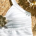 thumbnail image 5 of Babcutegg Girls Two-Piece Printed Swimsuit Set – White Wavy Pattern Top and Matching Bottom with Floral Embellishments for Summer Swimwear White Size 12, 5 of 7