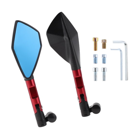 Unique Bargains 1 Set Universal Motorcycle Rear View Mirrors Adjustable Bar End Side Mirror Mount M8/M10 Black Red Aluminum Alloy Aluminum Polygonal Shape