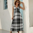 thumbnail image 5 of Plaid Pattern Black And White Plaid Sleeveless Dress Dresses Women Summer Evening Dresses Ladies Bohemia Long Dresses, 5 of 9