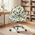 thumbnail image 3 of FOR U DESIGNS Blue Yellow Dot Pattern Dining Chair Cover Comfortable Curved Back Chair Slipcover with Arms, Office Desk Chairs Protector for Vanity Living Room Bedroom, 3 of 8