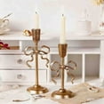 thumbnail image 6 of Seyotauo Christmas Bow Taper Candle Holders, Gold Christmas Candlestick Holders, Xmas Candle Holder Vintage Decorative for Table Centerpiece Mantel Decor Holiday Housewarming Gifts, 6 of 6