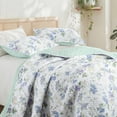 thumbnail image 3 of Exclusivo Mezcla Floral Quilt King Size, Faint Yellow King Size Quilt Bedding Set with Purple Floral and Vine Pattern, Reversible Lightweight Bedspreads Coverlets (104"x96"), 3 of 6