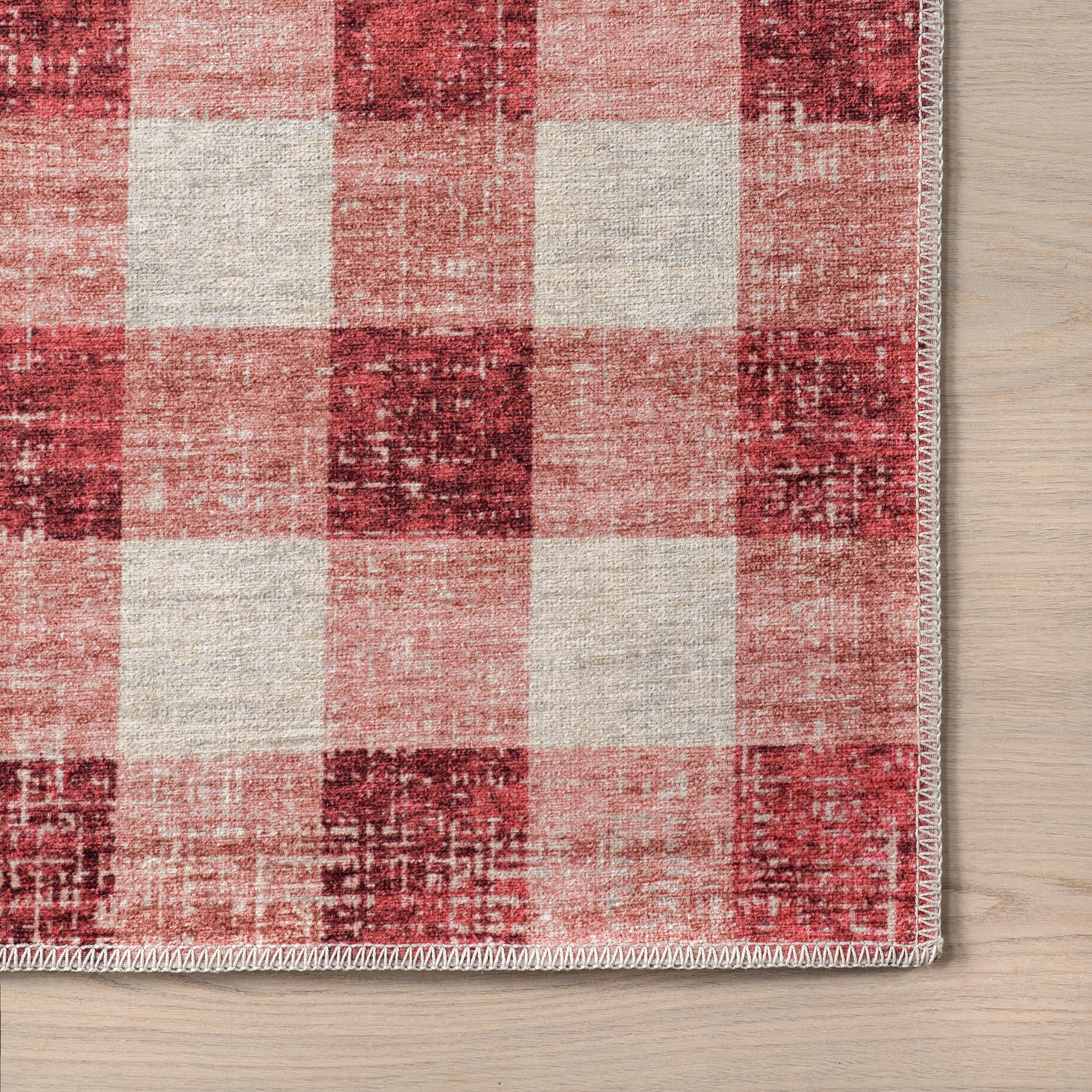 nuLOOM Drew Gingham Plaid Machine Washable Area Rug, 4' x 6', Pink