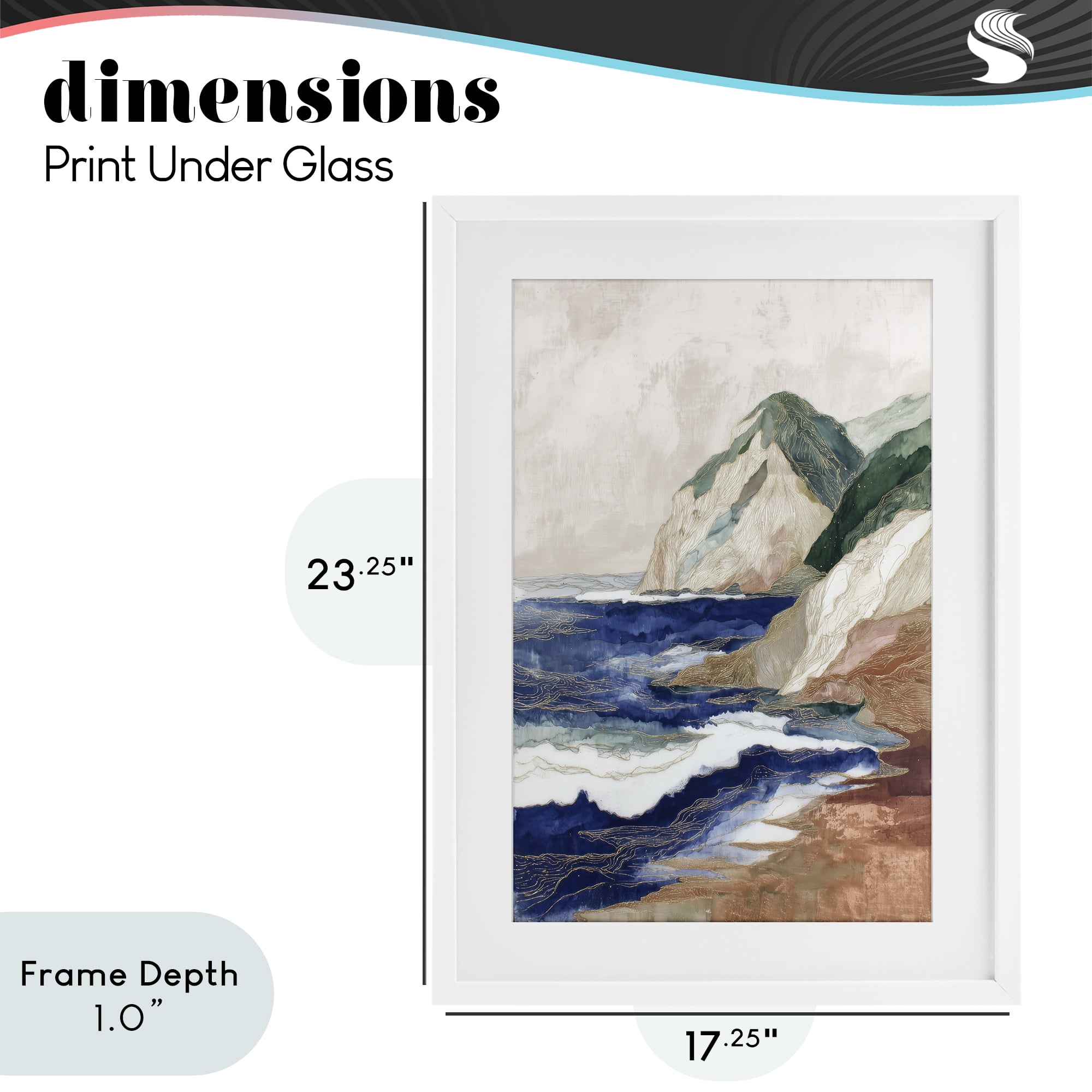 Stupell Industries Cliff Next To The Sea White Framed Print Under Glass, design by Chromatic Storm Studio