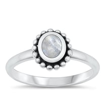 CHOOSE YOUR COLOR Moonstone Wholesale Ring .925 Sterling Silver Bali Band White CZ Female Size 7
