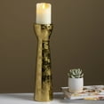 thumbnail image 2 of Elements 4X16 Inch Gold Foil Ceramic Candle Holder, 2 of 9