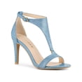 thumbnail image 1 of BLISSFUL STEP Women's T Strap Open Toe Stiletto Heel Sandals Blue 10, 1 of 8
