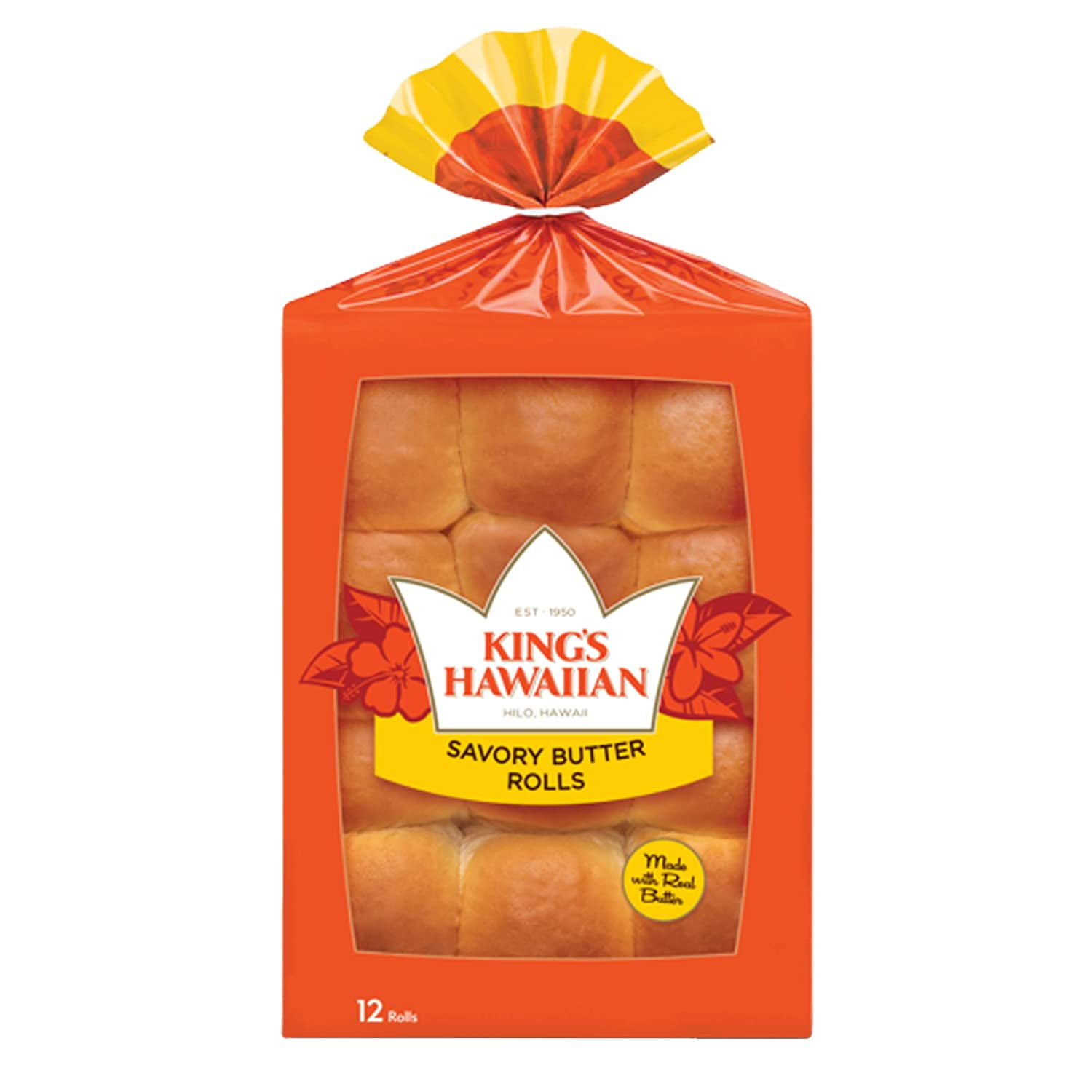 King's Hawaiian Savory Butter Rolls, 12 Count (Pack of 6)