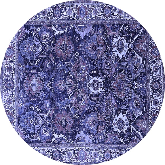 Ahgly Company Indoor Round Oriental Blue Industrial Area Rugs, 8' Round