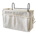 thumbnail image 1 of EeaseMX Bolsa organizadora colgante para mesita de noche, organizador multifunción para guardar libros y artículos diversos, ideal para dormitorio, cuna de bebé (blanco), 1 of 7