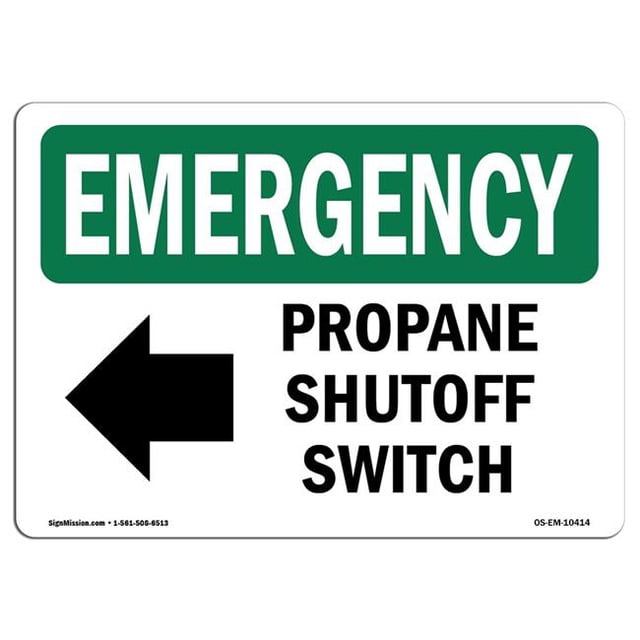 SignMission OS-EM-A-1824-L-10349 18 x 24 in. OSHA Emergency Sign - Propane Shutoff
