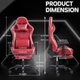 thumbnail image 2 of Ergonomic Gaming Chair with Footrest for Adults Big and Tall Leather Computer Desk Chair with Headrest Adjustable Lumbar and Armrest 400LBS Load Swivel Video Game Office Chair, Red, 2 of 7