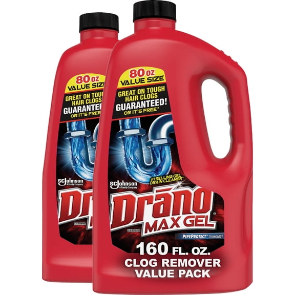 Drano Max Gel Drain Clog Remover - Unclogs Hair & Soap Scum - 80 Fl Oz Pack Of 2