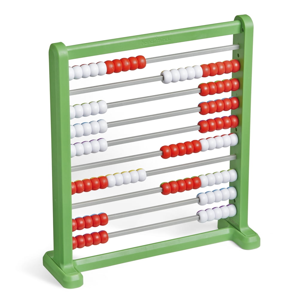 hand2mind Double-Sided Abacus, Plastic Abacus for Kids Math, 100 Counting Beads, Math Toys, Ages 3+