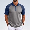 thumbnail image 4 of Oazcsf Short Sleeve Polo Shirts for Men Color Block Stretch Shirt Casual Lightweight Raglan Golf Polos for Men,Dark Blue,XL, 4 of 5