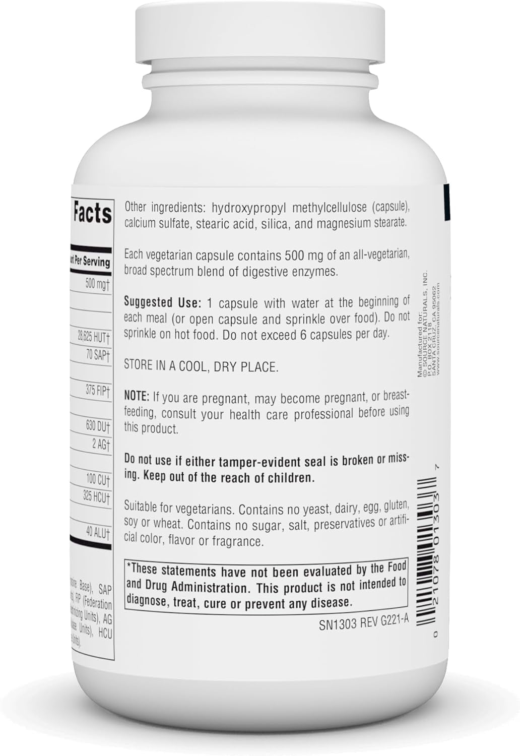 Source Naturals Daily Essential Enzymes 500 mg. 240 Capsules