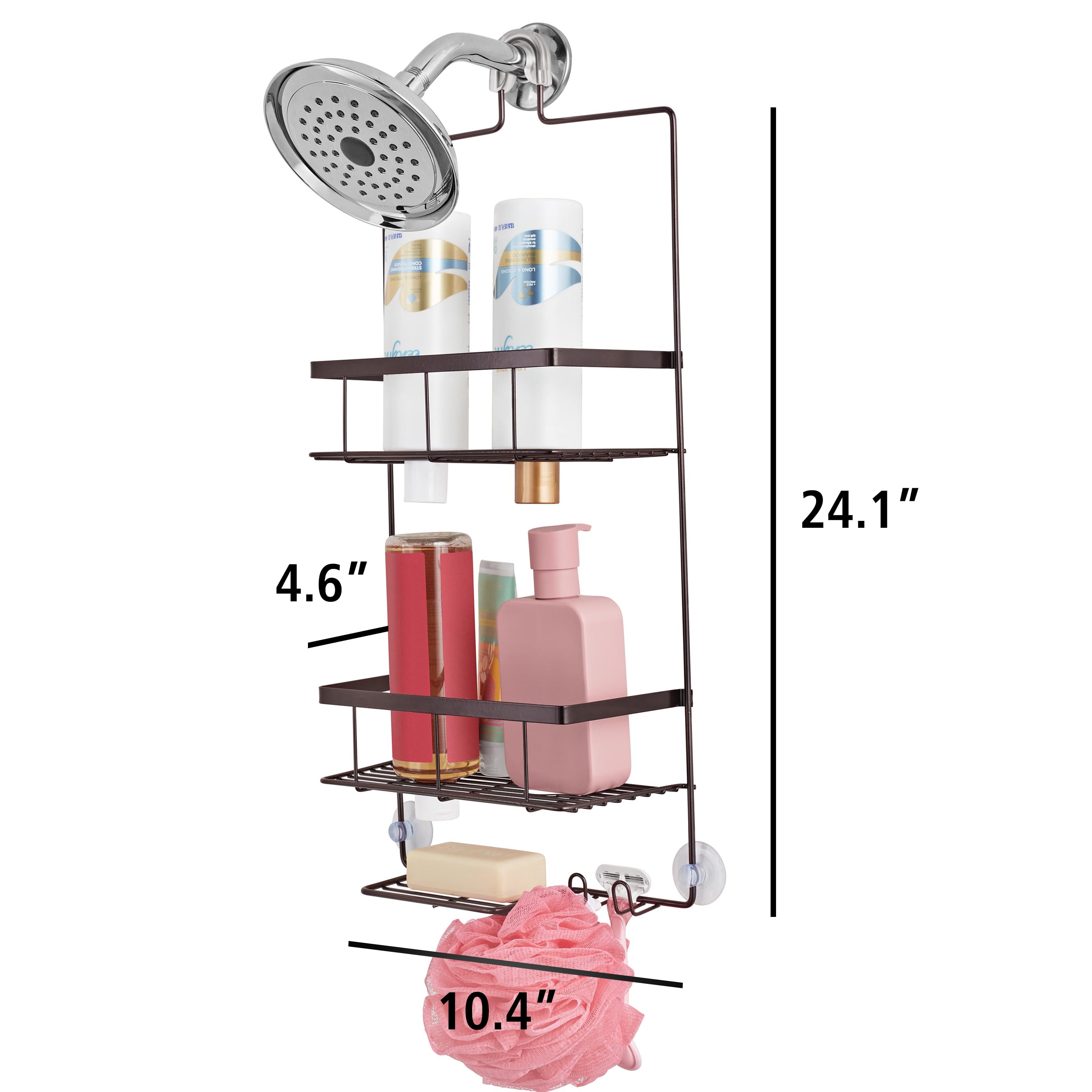 Mainstays Premium Hanging Shower Caddy with 2 Shelves and Soap Tray, Oil Rubbed Bronze