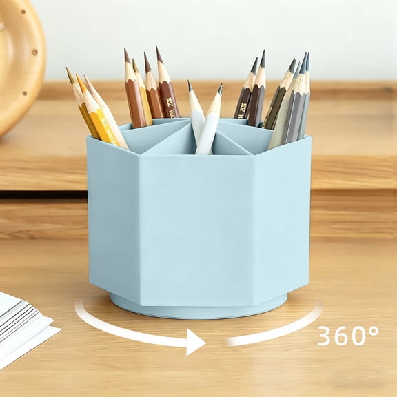 Bwomeauty Office Products, 1pc 360 Degree Rotating Pen Holders 6 Compartments Large Capacity Desk Organizer Stationery Storage For Office Home Study Desk Accessories Supplies, Teacher Gifts