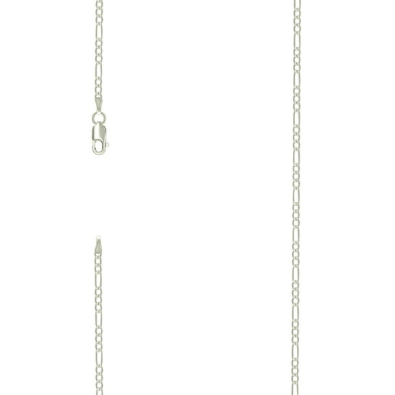 925 Sterling Silver Super Flat Figaro Chain Silver Plated 2.3mm Necklace 24 Inch Chain Necklace for Women and Men