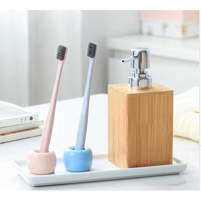 Dispensador de Jabón y Loción para Baño (280 Ml) | Moderno Recipiente de Madera con Bomba para Jabón de Manos, Champú y Loción | Elegante Accesorio de Baño Fácil de Rellenar para Spa En Casa y Uso Di