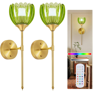 Battery Operated Wall Sconce Set of 2 Rechargeable Wireless Wall Sconce Lights