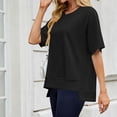 thumbnail image 5 of Hulanddfd Women's Tops Solid Crew Neck Short-Sleeve Pullover Sweatshirt Black Size S, 5 of 8