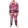 thumbnail image 3 of Balery Pink Glitter Heart Candy Pijama para Hombre de Dos Piezas con Manga Larga, Conjunto de Dormir y Descanso Suave con Bolsillos-X-Large, 3 of 7