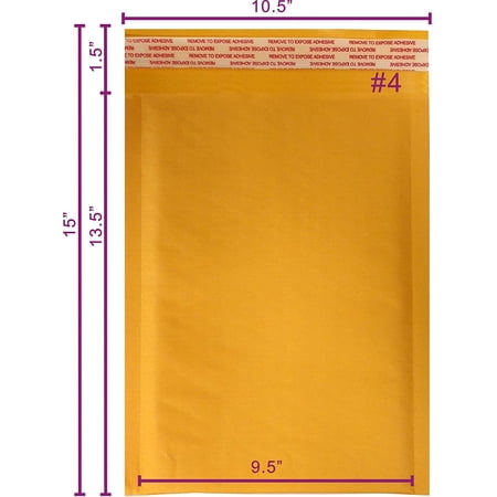 Yens 100pcs#4 Kraft Bubble Envelopes Mailers 9.5X15 (Inner 9.5X13.5)