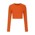 thumbnail image 4 of Women's Long Sleeve Crop Tops Y2K Crewneck Cute Slim fit Cropped T Shirts, 4 of 5