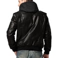 thumbnail image 4 of Mens Brown Real Leather Jacket with Removable Hood (Large, Black), 4 of 6